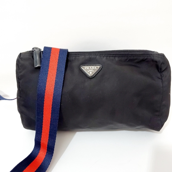 Prada auth black nylon pouch crossbody bag w strap - Picture 6 of 15